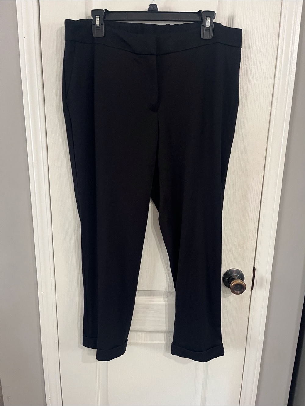 Talbots Black Pants Elastic waist cuffed hem
